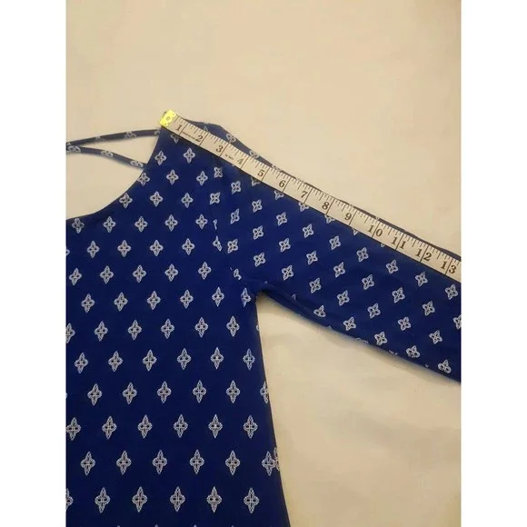 Loveappella Womens Dress Size Small Blue Shift Bohemian Long Sleeve Open Back - Picture 12 of 14